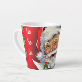Caneca De Café Latte Vintage Retro Papai Noel com Árvore de Natal