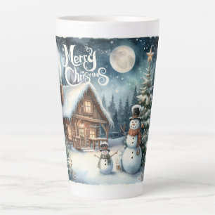 Caneca De Café Latte Vintage/Rustic/Snowman/Natal
