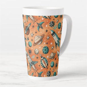 Caneca De Café Latte Vintage Spacecraft Rocket ships Pattern - Cosmos(5