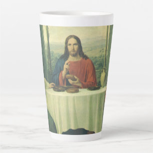 Caneca De Café Latte Vintage Supper em Emaús com Cristo de Jesus