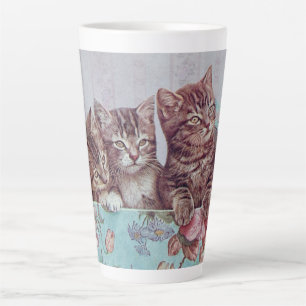 Caneca De Café Latte Vintage trio de Kittens bonitinhos na caixa