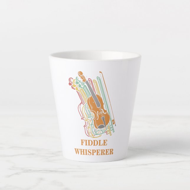 Caneca De Café Latte Vintage Violin Fiddle Whisperer (Frente)