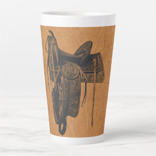 Caneca De Café Latte Vintage Western Horse Saddle