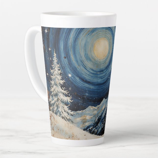 Caneca De Café Latte Vintage Winter Christmas Escape (Ângulo esquerdo)