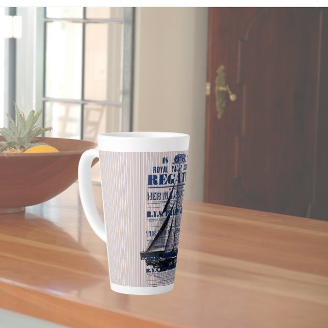 Caneca De Café Latte Vintage Yacht Regatta Advertisement (Criador carregado)