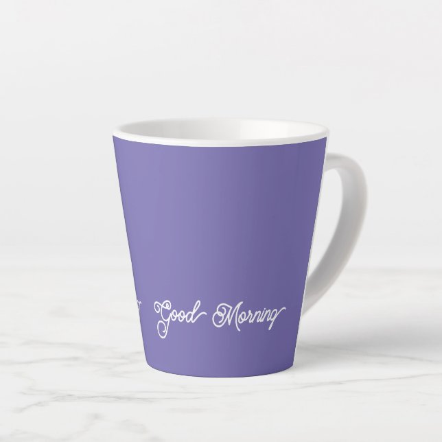 Caneca De Café Latte Violet Bom Dia (Ângulo direito)