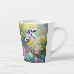 Caneca De Café Latte Violet Tufted Jay Fantasy Bird