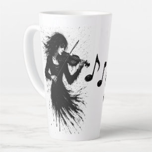 Caneca De Café Latte Violinista Nascido da Tinta na Tempestade de Som