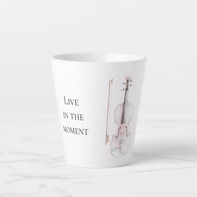 Caneca De Café Latte Violino Pink Blush (Frente)