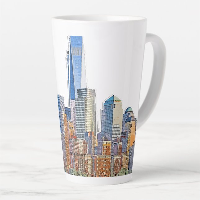 Caneca De Café Latte Visão majestosa de arte Nova Iorque Skyline (Ângulo direito)