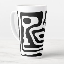 Caneca De Café Latte Vise Grip: Abstrato preto e branco
