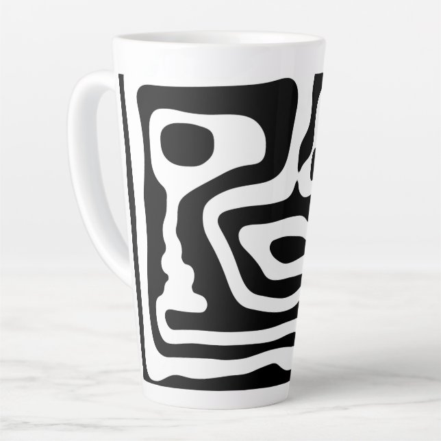 Caneca De Café Latte Vise Grip: Abstrato preto e branco (Ângulo esquerdo)