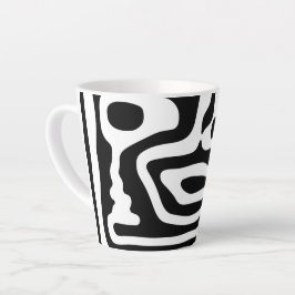 Caneca De Café Latte Vise Grip: Abstrato preto e branco