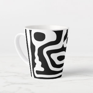 Caneca De Café Latte Vise Grip: Abstrato preto e branco