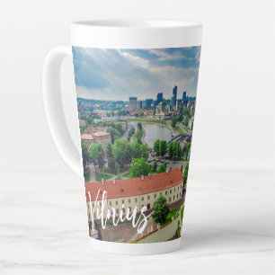 Caneca De Café Latte Vista aérea de Vilnius, Lituânia