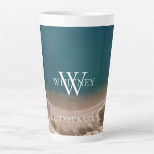 Caneca De Café Latte Vista de Praia Personalizada do Oceano