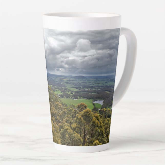 Caneca De Café Latte Vista do Monte Buninyong Latte Mug (Ângulo direito)