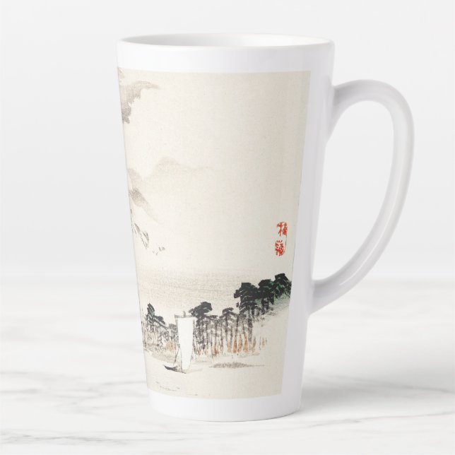 Caneca De Café Latte Vista do Monte Fuji por Kōno Bairei (Direita)