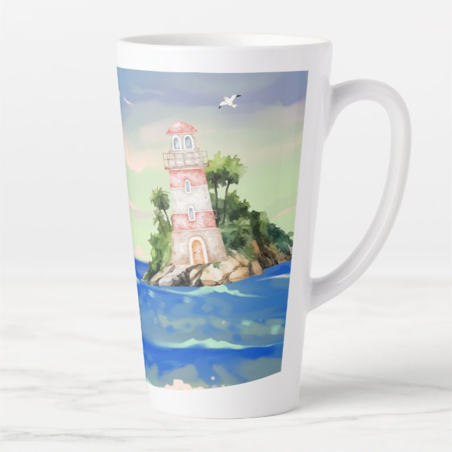 Caneca De Café Latte Vista do oceano (Direita)