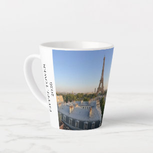 Caneca De Café Latte Vista panorâmica personalizada da Torre Eiffel em 