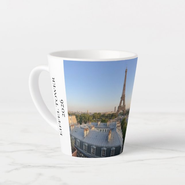 Caneca De Café Latte Vista Panorâmica Personalizada do Horizonte de Par (Ângulo esquerdo)