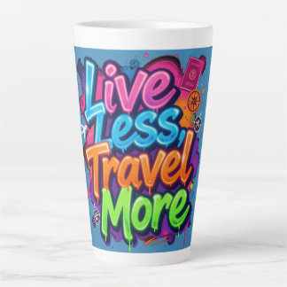 Caneca De Café Latte Viva Menos Viaje Mais Citação de Viagem em Grafite