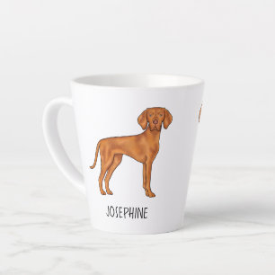 Caneca De Café Latte Vizsla Cachorro De Ponteiro Húngaro Com Nome Perso