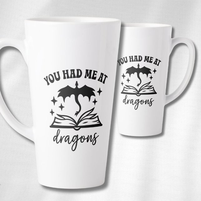 Caneca De Café Latte Você Me Conquistou com Dragões (Criador carregado)