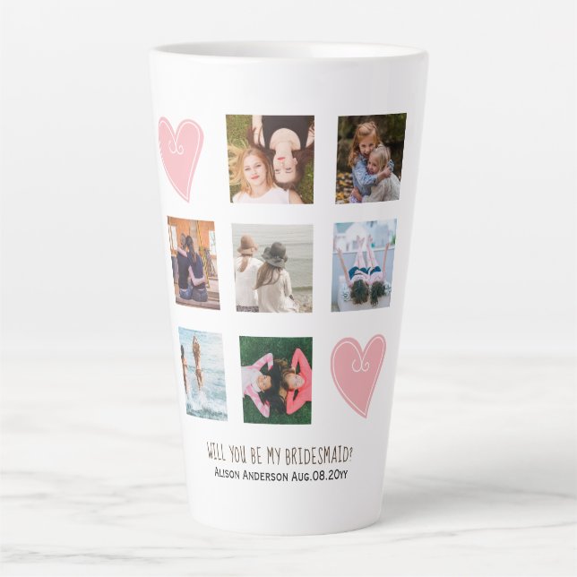 Caneca De Café Latte Você Será Meu Dom De Foto Da Bridesmaid? (Frente)