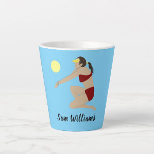 Caneca De Café Latte Voleibol de praia