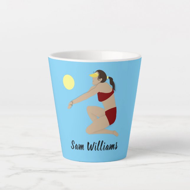 Caneca De Café Latte Voleibol de praia (Frente)