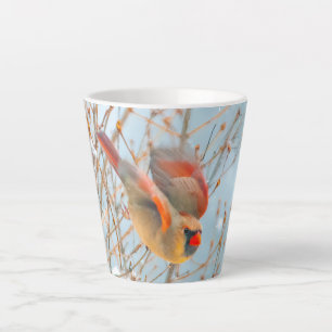 Caneca De Café Latte Voo Cardinal do norte - Fotografia Original
