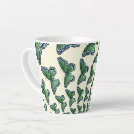 Caneca De Café Latte Voo do Padrão de Borboletas Verdes