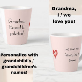 Caneca De Café Latte Vovó Presente De Netos, Nós Te Amo,