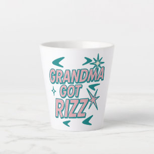 Caneca De Café Latte Vovó Tem Rizz — Pop Teal‑Rosa Atômico