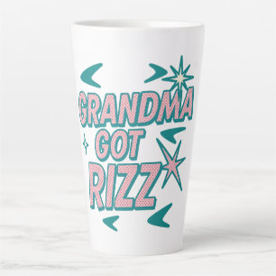 Caneca De Café Latte Vovó Tem Rizz — Pop Teal‑Rosa Atômico