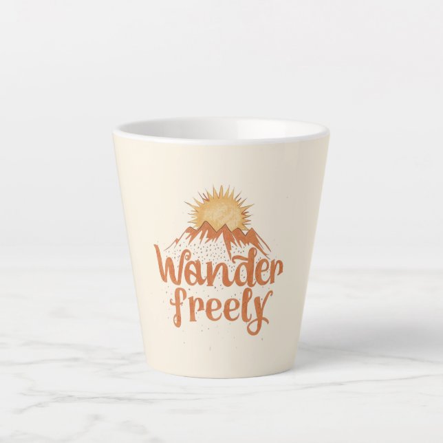 Caneca De Café Latte Wander Freely Nature Travel Hiking Quote (Frente)