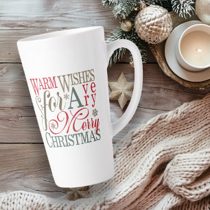 Caneca De Café Latte Warm Wish Typografia Red/Green ID589