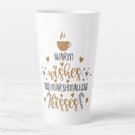 Caneca De Café Latte Warm Wishes and Marshmallow Kisses 