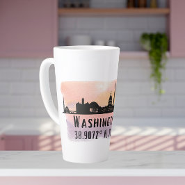 Caneca De Café Latte Washington DC Skyline Latitude e Longitude