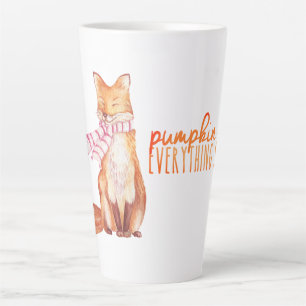 Caneca De Café Latte Watercolor Pumpkin Spice Season Sitting Fox