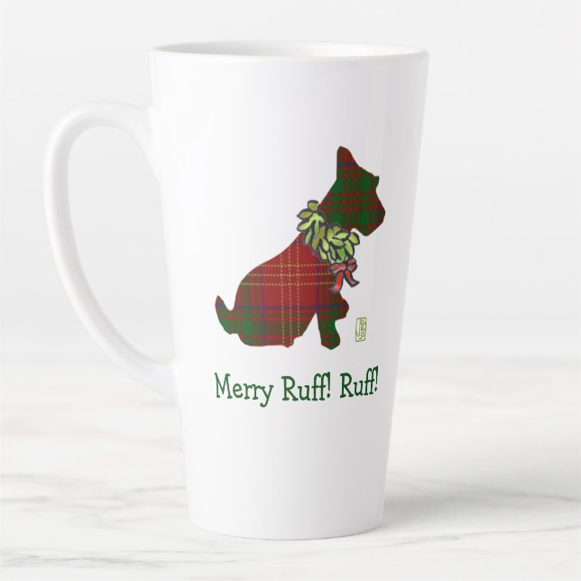 Caneca De Café Latte Wee Scottie Dog Feliz Esquerda Ruff! Ruff! (Esquerda)