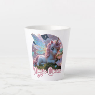 Caneca De Café Latte Weißes Einhorn mit Flügeln - Magic Queen