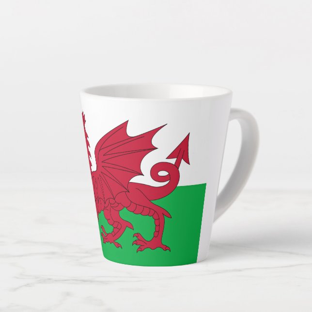 Caneca De Café Latte Welsh Dragon ~ Flag of Wales (Ângulo direito)