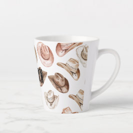Caneca De Café Latte Western Cowgirl Pink Brown Hats