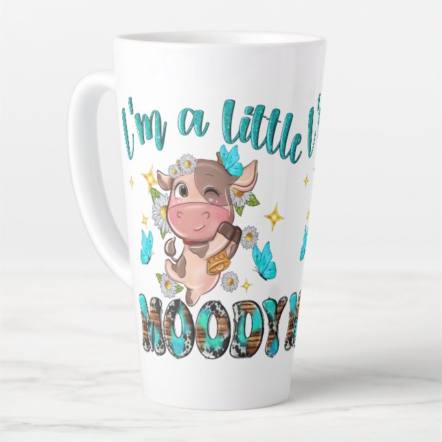 Caneca De Café Latte Whimsic Cow Humor (Ângulo esquerdo)