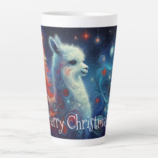 Caneca De Café Latte Whimsical Christmas Llama (Frente)