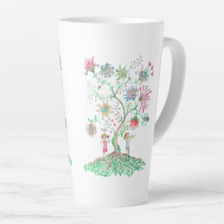 Caneca De Café Latte Whimsical Floral Tree