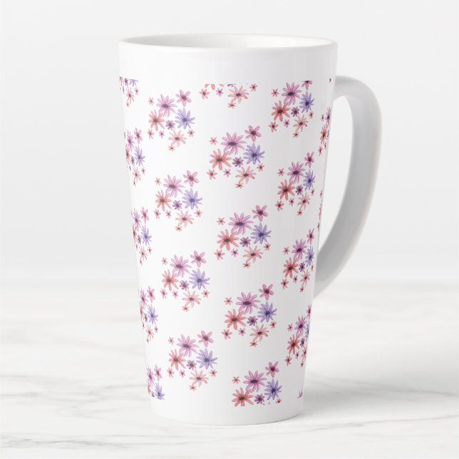 Caneca De Café Latte Whimsical Flowers (Ângulo direito)