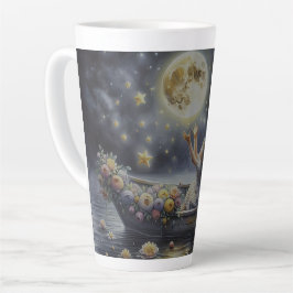 Caneca De Café Latte Whimsical Girl Moon Dream Fantasy Scene